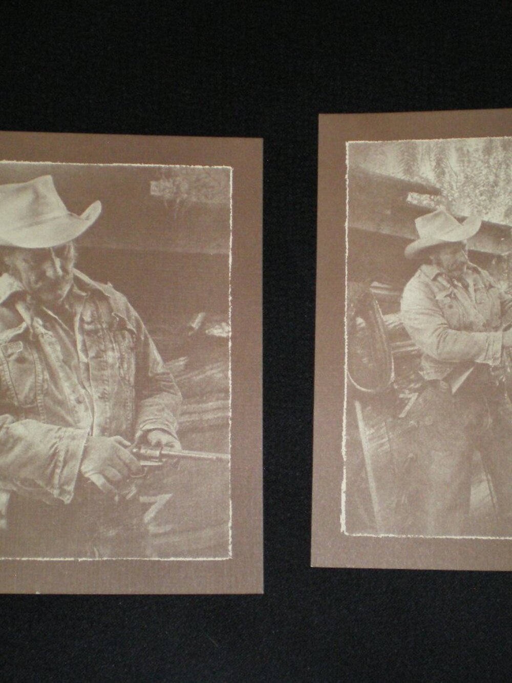 VTG Rustic Western Cowboy Primitive Set of 2 Sephia Prints